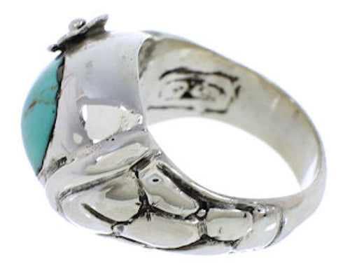 Southwestern Silver And Turquoise Flower Ring Size 7-1/2 UX33321